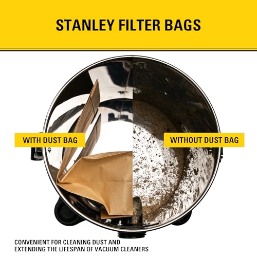 STANLEY 25-1228 Disposable Vacuum Filter Bags for 1-3.5 Gallon Vacs (3-Pack)