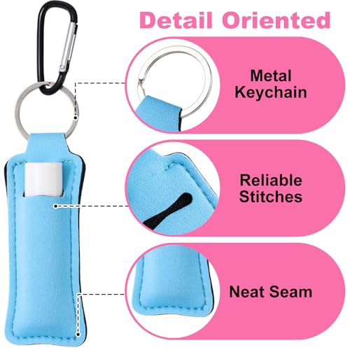 BEIQIYA Neoprene Lip Balm Holder Keychain with Metal Clip