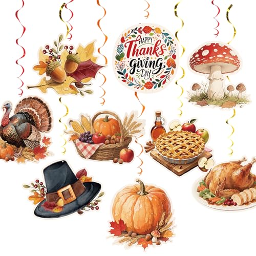 48-Piece Thanksgiving Hanging Swirl Decorations Set
