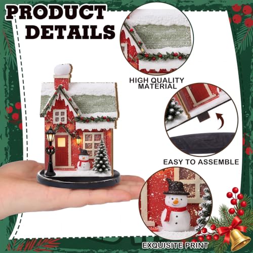 Christmas Village Wooden Houses Set - Beige & Brown, 12 Pieces for Holiday Decor