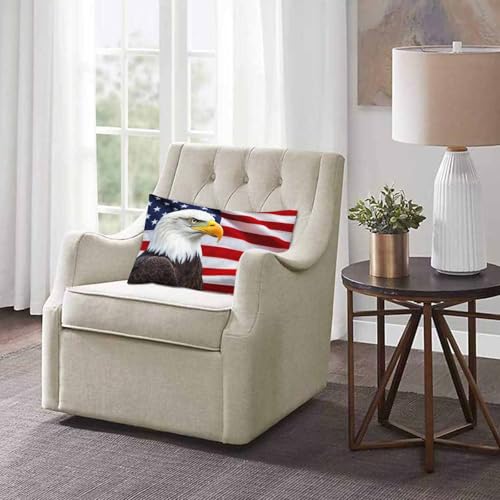 EKOBLA American Bald Eagle USA Flag Lumbar Pillow Cover 20x30 Inch