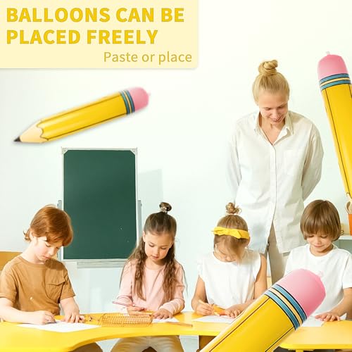 Giant Pencil Balloons (3pcs) - 27'' Yellow Foil Balloons for School Parties