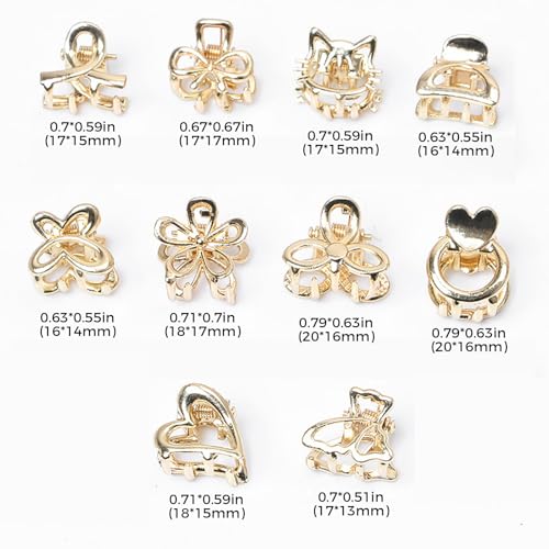 LINYUEARUI 10 Pcs Mini Metal Hair Claw Clips Small Geometric Hair Accessories