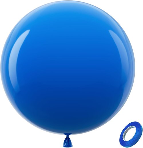Bezente Royal Blue Latex Party Balloons - 36-Inch Matte Dark Blue Helium Balloons for Graduation & Weddings