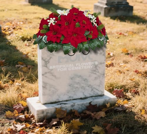 Artificial Cemetery Flower for Grave with Secure Saddle - Christmas & Memorial Decor