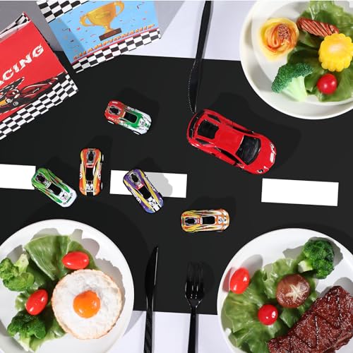 Preboun 6 Pcs Race Track Plastic Table Runner, 14 x 108 Inch Road Design