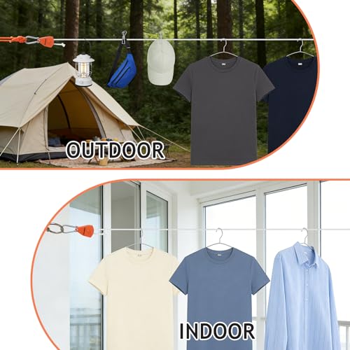 Aurosturt 19FT Orange Retractable Clothesline Outdoor Camping Travel