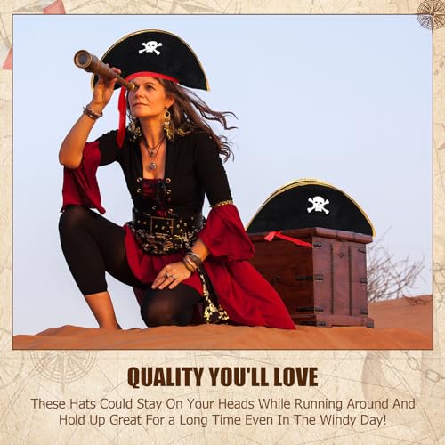 Hsei Pirate Hat for Adults - Captain Cap with Skull Print