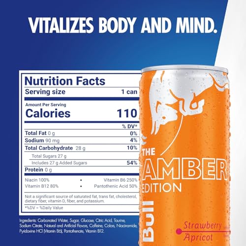 Red Bull Amber Edition Energy Drink, Strawberry Apricot - 8 Pack
