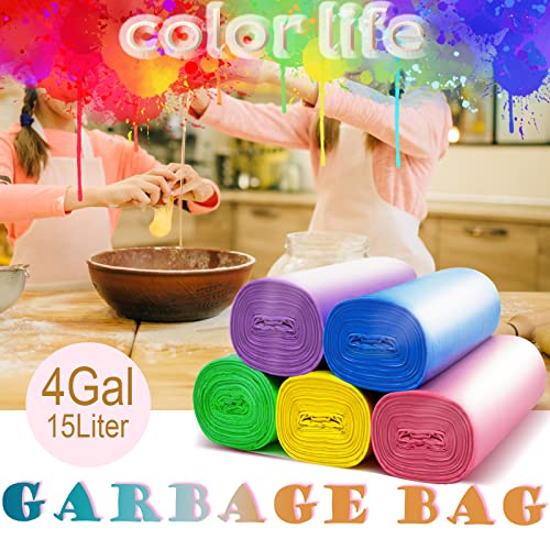 4 Gallon Colorful Small Trash Bags - 150 Count by Leamoo