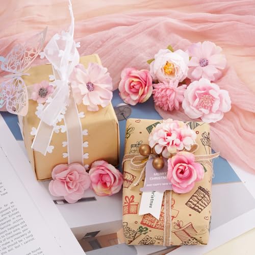 Mini Pink Flowers for Crafts - 65pcs Faux Rose & Daisy Set