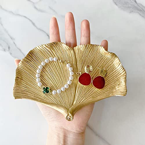 Ginkgo Leaf Jewelry Dish - Decorative Resin Ring Holder & Trinket Tray