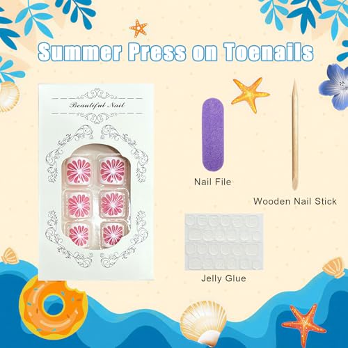 Short Square Press on Toenails Lemon Fruit Fake Toe Nails Acrylic Glossy