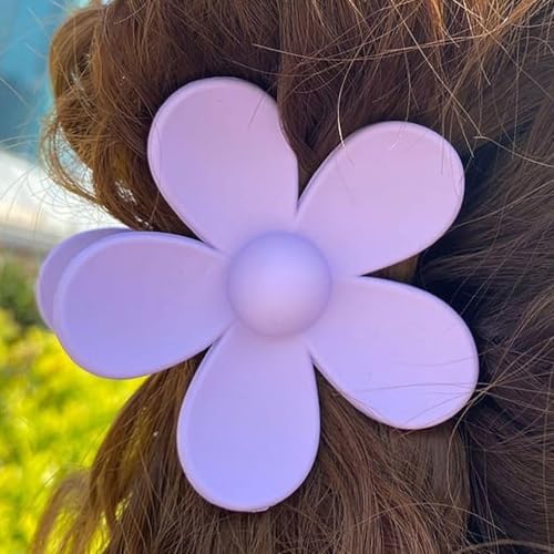 Purple Flower Hair Claw Clip Anti-Scratch Secure Jaw Grip