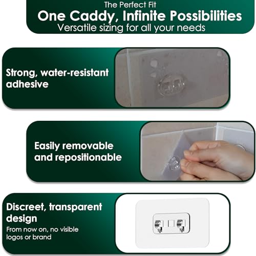 Shower Caddy Adhesive Replacement Stickers - Transparent, 6 Packs