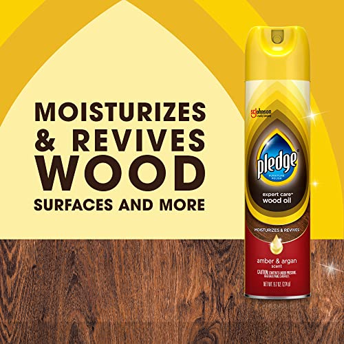 Pledge Expert Care Moisturizing Wood Oil Polish, Amber & Argan, 9.7 oz