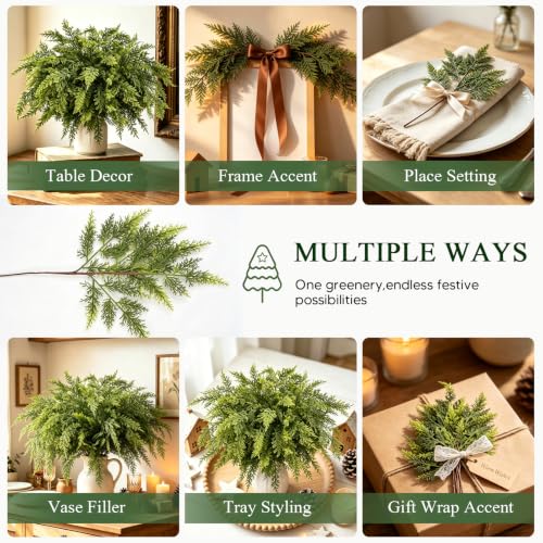 Artificial Christmas Cedar Branches 19.5Inch - Soft Green, Lifelike Decor