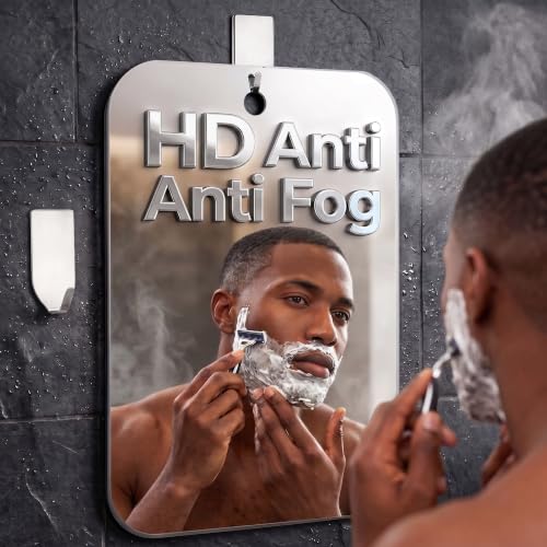 XIXING Fogless Shower Mirror for Shaving 7x5 Inch Shatterproof Anti-Fog Wall Mounted