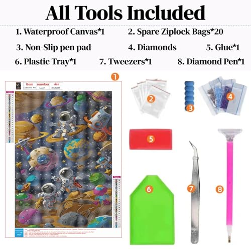 5D Space Astronaut Diamond Art Kit - 12x16 Inch DIY Painting