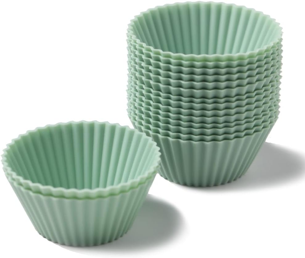 Skiennix Silicone Cupcake Liners - 16 Pack Reusable Muffin Cups | Dishwasher Safe Baking Molds