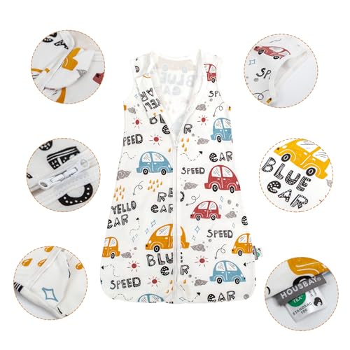 HOUSBAY Baby Wearable Blanket - Colorful Car Sleeping Sack 0.5 TOG for 3-9 Months