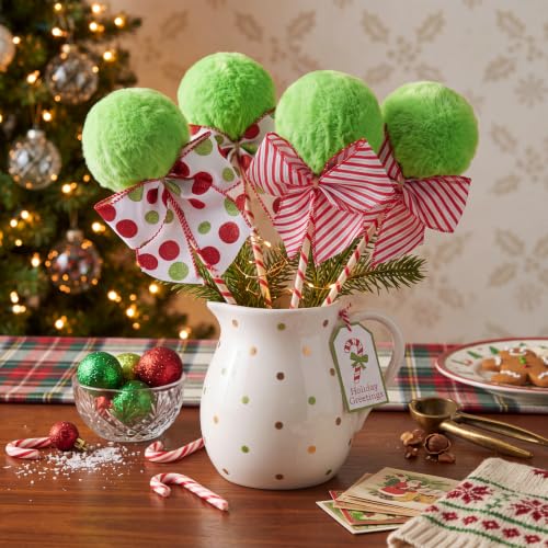 8 Pack Lime Green Furry Christmas Tree Picks - 12 Inch Tree Toppers