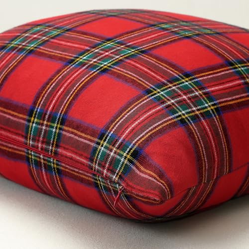 OTOSTAR Christmas Scottish Plaid Throw Pillow Cover, Red and Green, 24x24