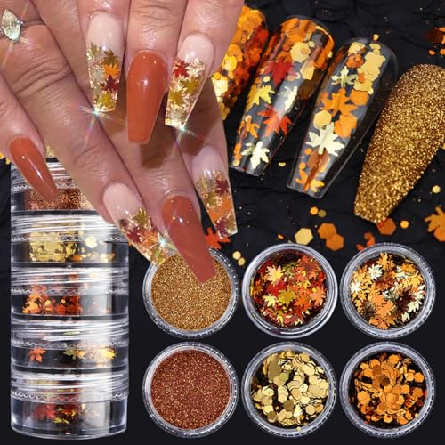 6 Grids Snowflake Nail Glitter Sequins and Powder Set