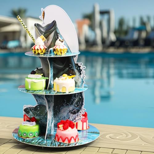 3-Tier Fishing Themed Cupcake Stand - Decorative Cardboard Party Tower