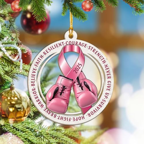 Brevnex Breast Cancer Survivor Wooden Christmas Ornament for Women 2025