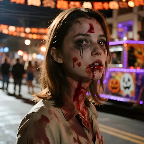 BESTOCEAN 18-Piece Fake Scar Temporary Tattoos for Halloween Zombie Makeup