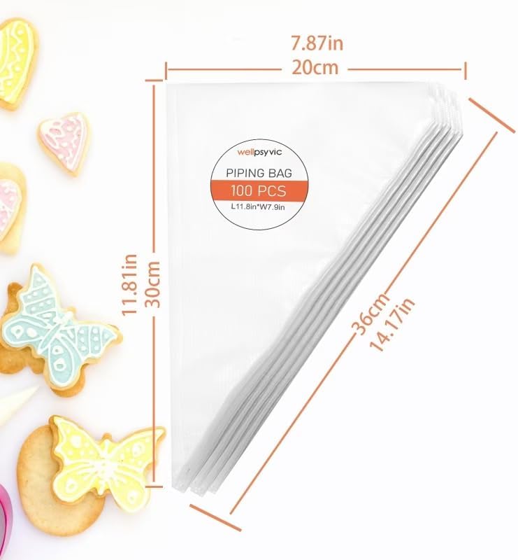 Skiennix Piping Bags - 50pcs 12 Inch Anti-Burst Disposable Pastry Bags | Non-Slip for Cake & Cookie Decorating