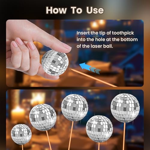 28 Pcs Disco Ball Cake Topper Set for Retro 70s Party Decorations