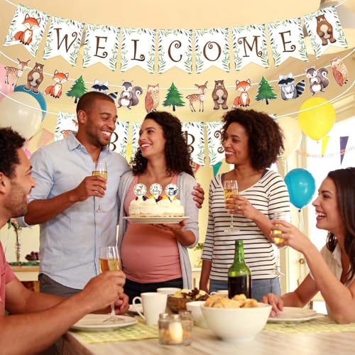 Woodland Baby Shower Decoration Set - Banners & Cake Toppers