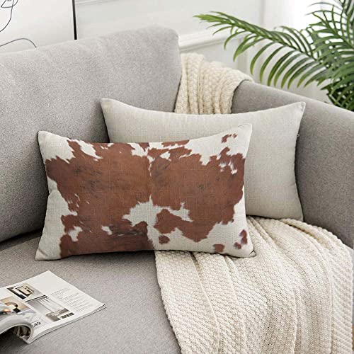 Brown Cowhide Throw Pillow Case 12 x 20 Inch - TKS MITLAN