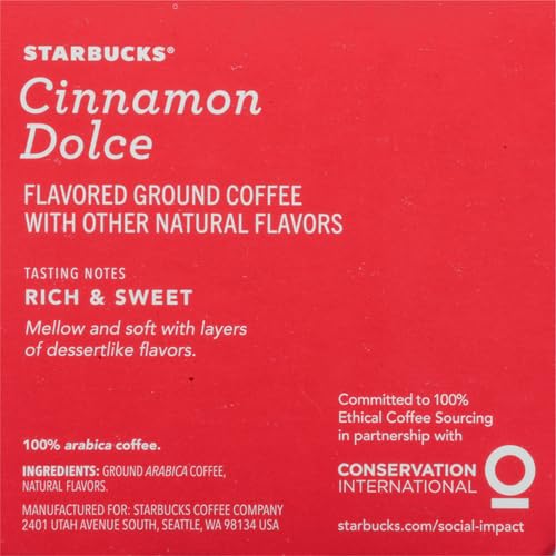 Starbucks K-Cup Coffee Pods - Cinnamon Dolce Flavored, 100% Arabica, 20 Pods Total