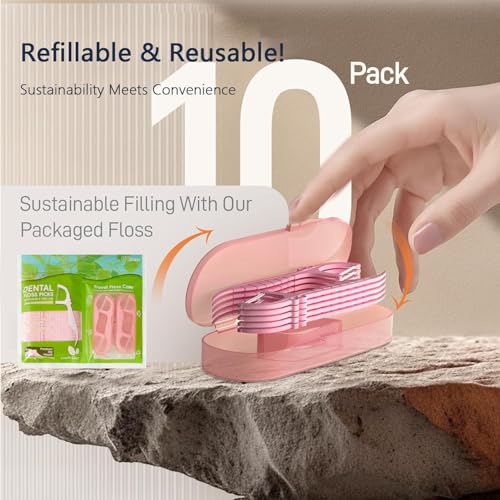 Dual-Line Mint Dental Floss Picks with 2 Travel Cases - 85 Count