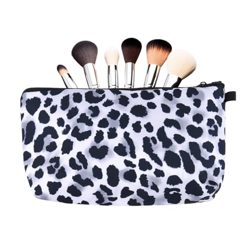 Sudaporn White Cheetah Print Canvas Travel Toiletry Makeup Bag