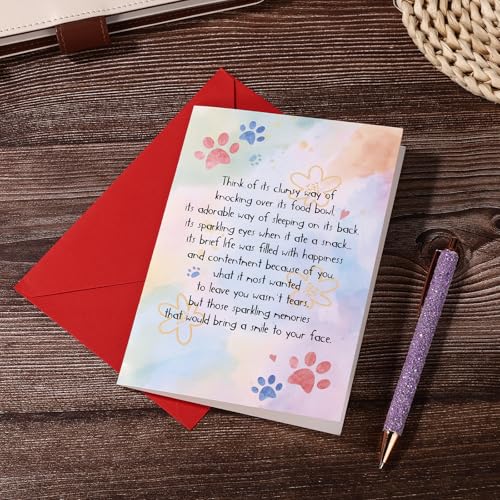 Pet Sympathy Card for Dog & Cat Loss - Rainbow Bridge Design