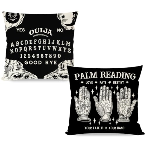 PANDICORN Black Ouija Board Throw Pillow Covers 18x18 - Set of 2