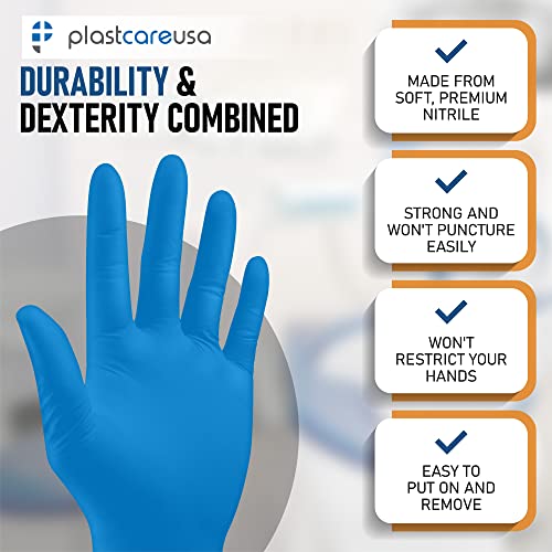 PlastCare Nitrile Exam Gloves - Medium Blue, 3.5 Mil, Latex & Powder Free