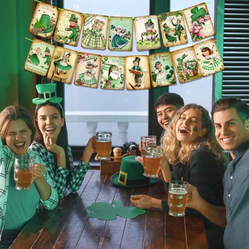 St. Patrick's Day Shamrock Banner - 15pcs Green Party Decor