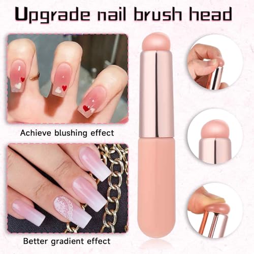 Abeillo 4Pcs Ombre Nail Brush Set with Silicone Sponge and Liner Pens