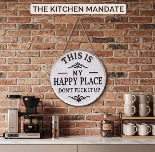 Happy Place Metal Sign - 12in Decorative Wall Plaque for Home