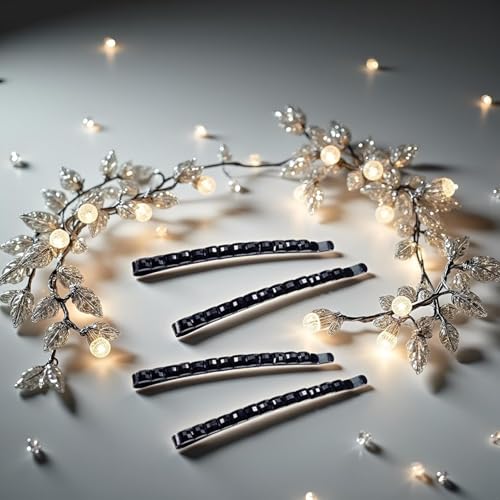 Black Rhinestone Bobby Pins Set of 4 Sparkly Crystal Hair Barrettes