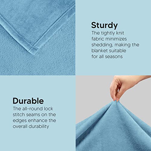 Utopia Bedding King Size Fleece Blanket - Washed Blue (90x102 Inch)