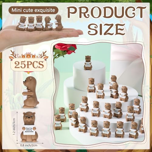 25 Mini Sea Otter Figurines - Cute Otter Statues for Creative Fun
