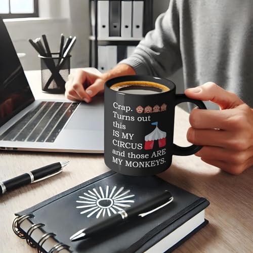 Funny Monkeys Circus Mug - Humorous Office & Parenting Tea Cup Gift