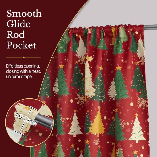 NICETOWN Red Christmas Cafe Curtains 29x36 Inches - 2 Panels, Rod Pocket