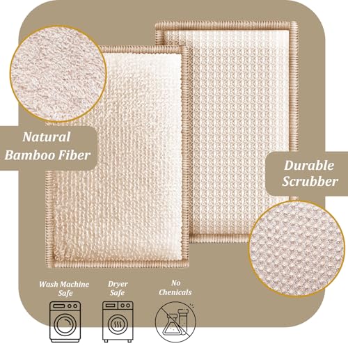 Eco-Friendly Bamboo Dish Sponges - 6 Pack for Kitchen Cleaning